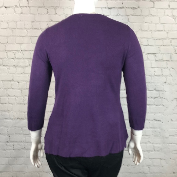 Deep Purple Crewneck 3/4 Sleeve Sweater Size Medium - Picture 3 of 5
